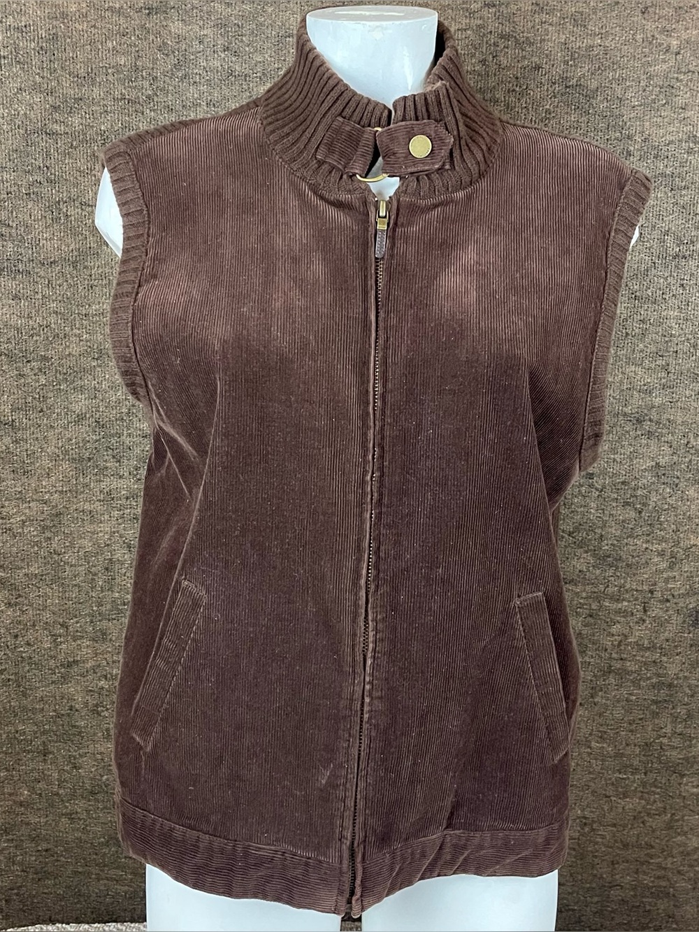 Vintage Ralph Lauren Sweater Jacket Womens Large Vest Corduroy Equestrian 271